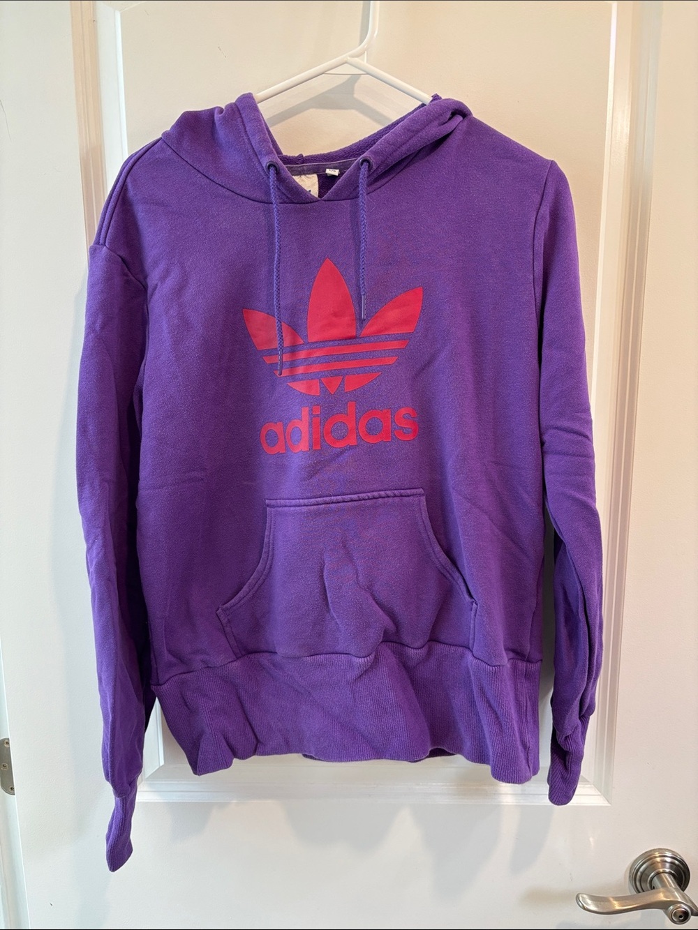 adidas Purple Hoodie with Red Trefoil Logo - Women
